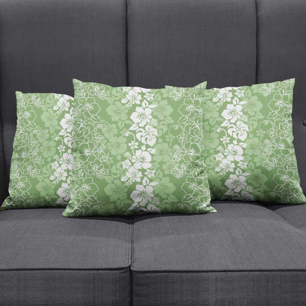 Hawaiian Lei Day Pillow Cover Green Hibiscus Flowers Lei Art - Polynesian Pride