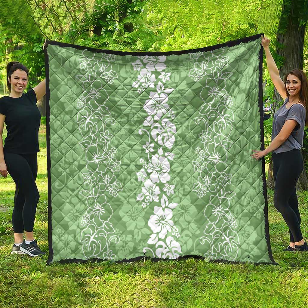 Hawaiian Lei Day Quilt Green Hibiscus Flowers Lei Art LT9 - Polynesian Pride