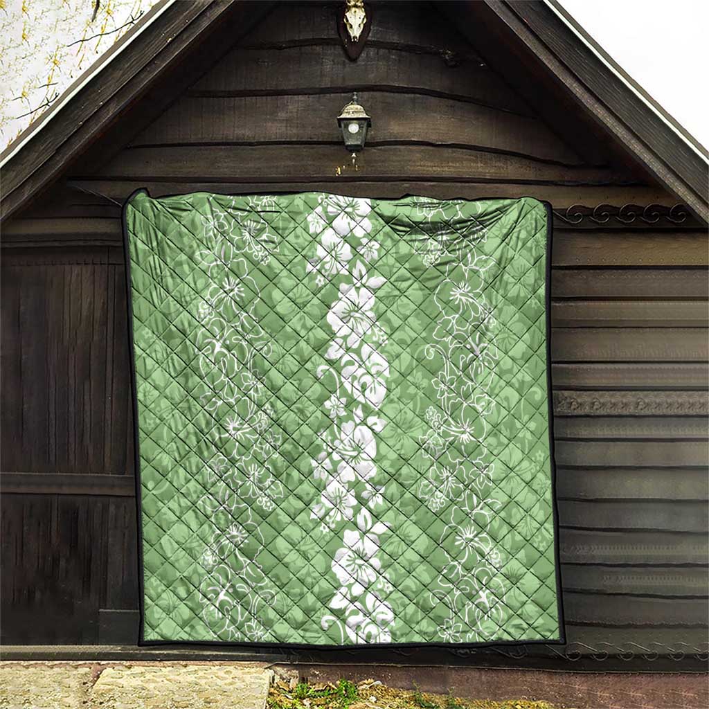 Hawaiian Lei Day Quilt Green Hibiscus Flowers Lei Art LT9 - Polynesian Pride