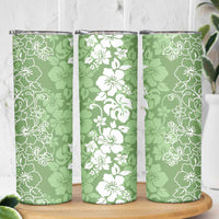 Hawaiian Lei Day Skinny Tumbler Green Hibiscus Flowers Lei Art LT9 - Polynesian Pride