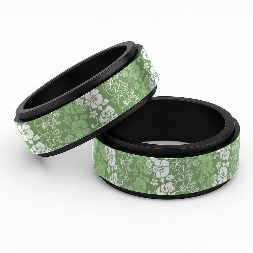 Hawaiian Lei Day Spinner Ring Green Hibiscus Flowers Lei Art - Polynesian Pride