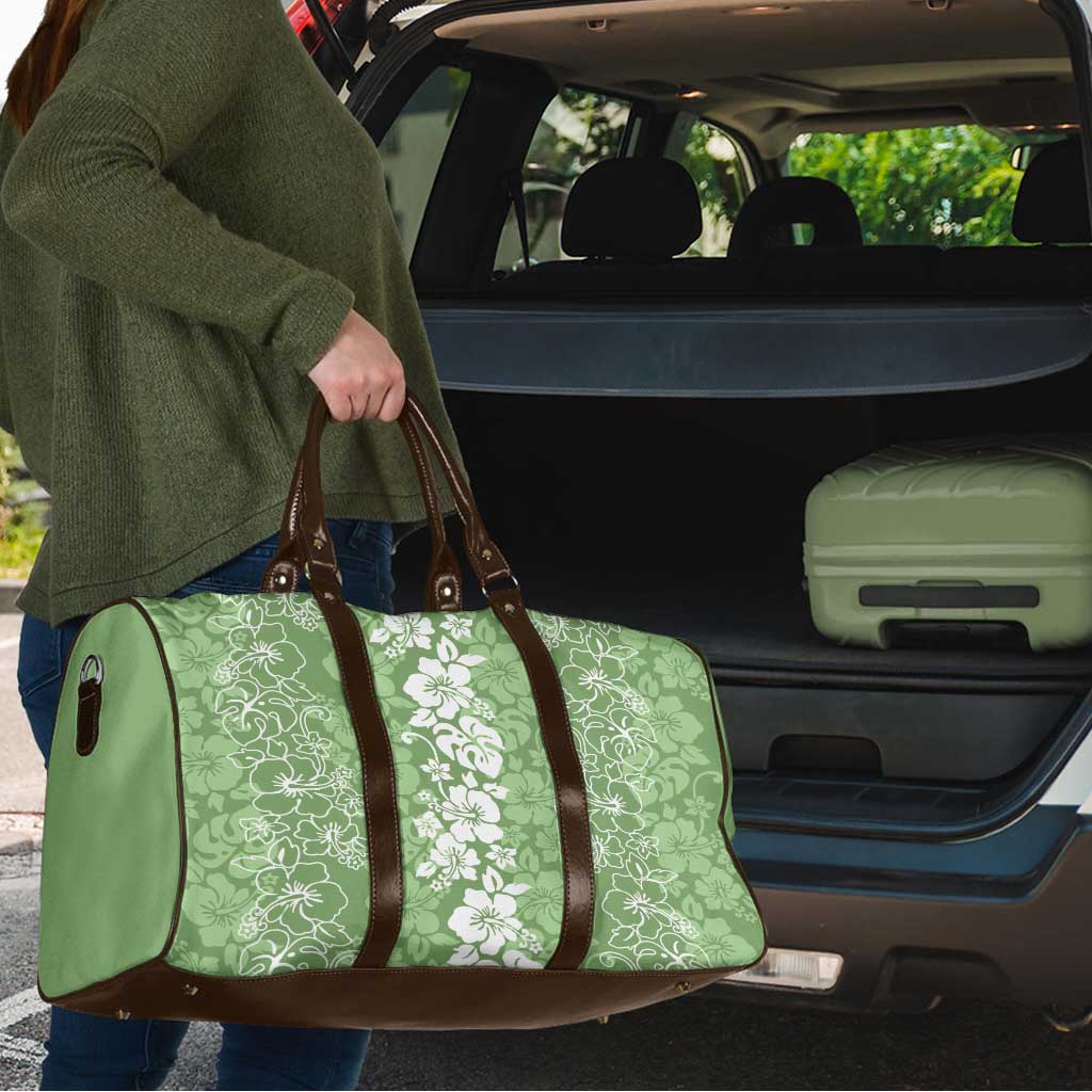 Hawaiian Lei Day Travel Bag Green Hibiscus Flowers Lei Art - Polynesian Pride