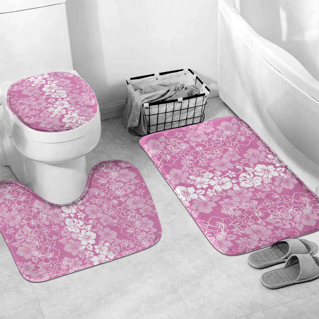 Hawaiian Lei Day Bathroom Set Pink Hibiscus Flowers Lei Art - Polynesian Pride