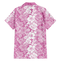 Hawaiian Lei Day Family Matching Off The Shoulder Long Sleeve Dress and Hawaiian Shirt Pink Hibiscus Flowers Lei Art LT9 - Polynesian Pride