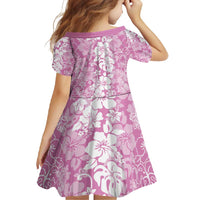 Hawaiian Lei Day Family Matching Off Shoulder Maxi Dress and Hawaiian Shirt Pink Hibiscus Flowers Lei Art LT9 - Polynesian Pride