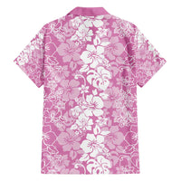 Hawaiian Lei Day Family Matching Off Shoulder Short Dress and Hawaiian Shirt Pink Hibiscus Flowers Lei Art LT9 - Polynesian Pride