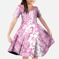 Hawaiian Lei Day Family Matching Puletasi and Hawaiian Shirt Pink Hibiscus Flowers Lei Art LT9 Daughter's Dress Pink - Polynesian Pride
