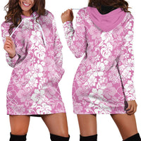 Hawaiian Lei Day Hoodie Dress Pink Hibiscus Flowers Lei Art LT9 - Polynesian Pride