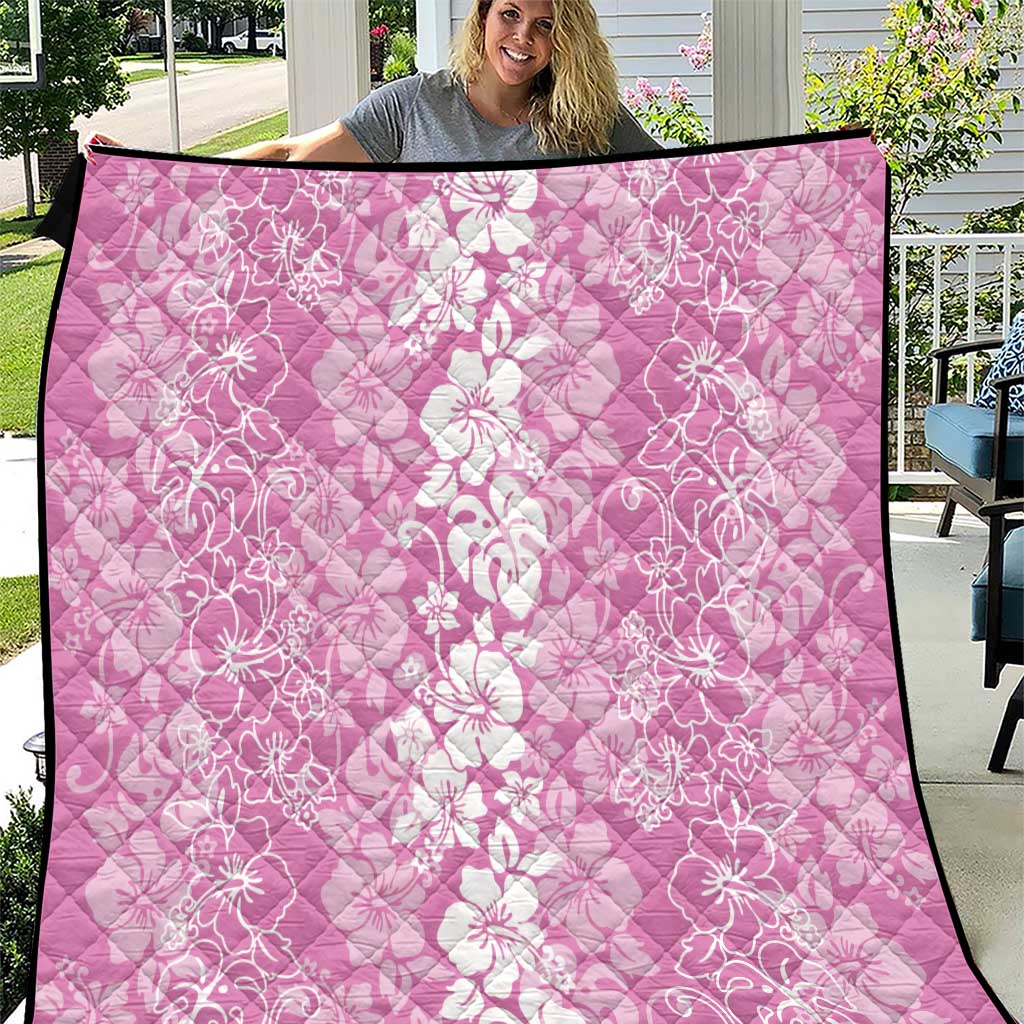 Hawaiian Lei Day Quilt Pink Hibiscus Flowers Lei Art LT9 Pink - Polynesian Pride