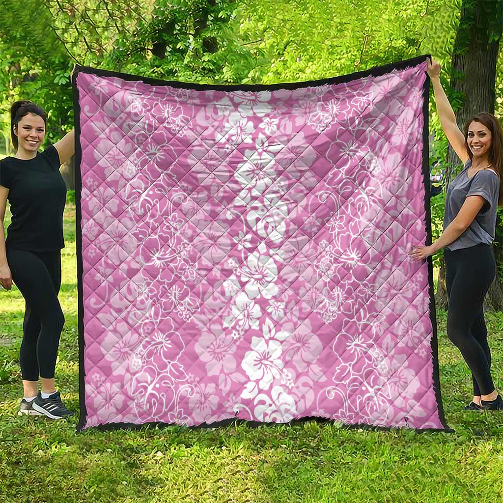 Hawaiian Lei Day Quilt Pink Hibiscus Flowers Lei Art LT9 - Polynesian Pride