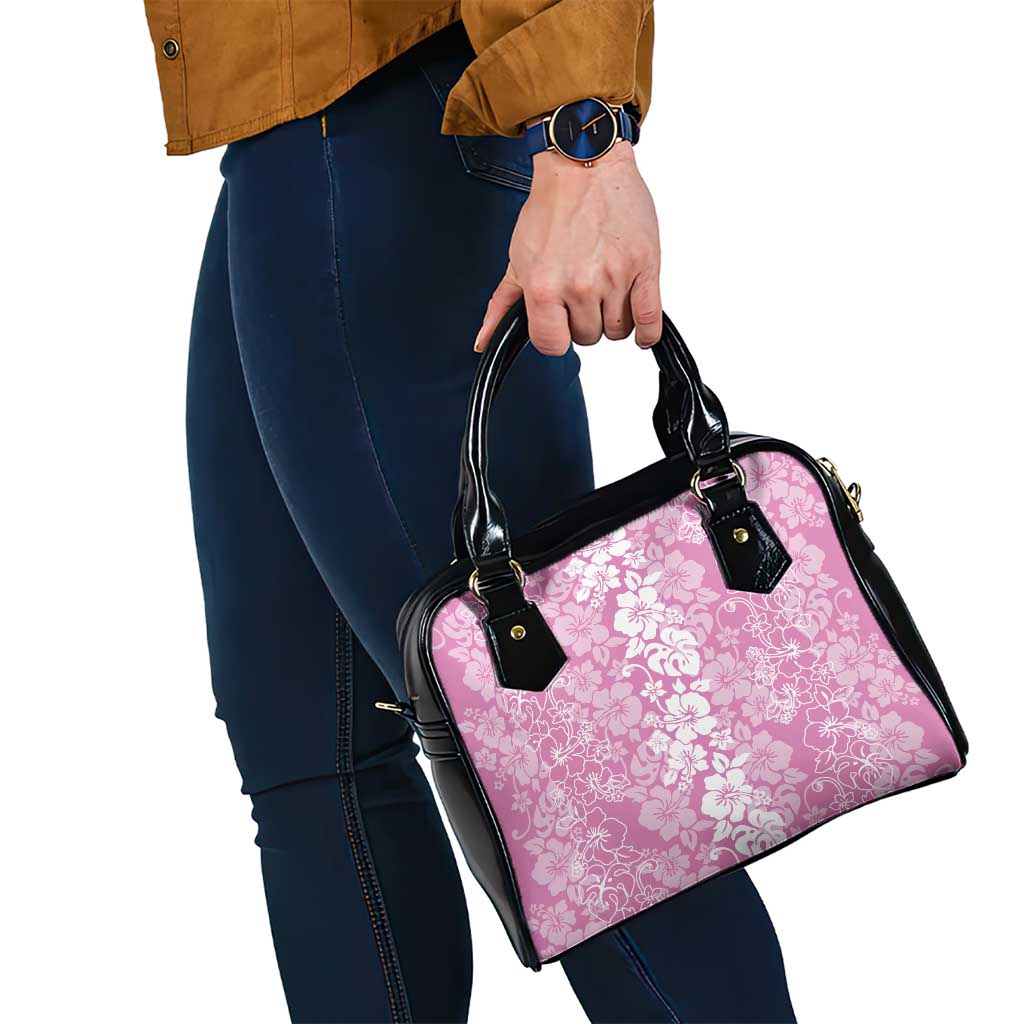 Hawaiian Lei Day Shoulder Handbag Pink Hibiscus Flowers Lei Art LT9 - Polynesian Pride