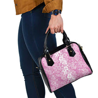 Hawaiian Lei Day Shoulder Handbag Pink Hibiscus Flowers Lei Art LT9 - Polynesian Pride