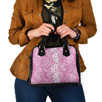 Hawaiian Lei Day Shoulder Handbag Pink Hibiscus Flowers Lei Art LT9 - Polynesian Pride