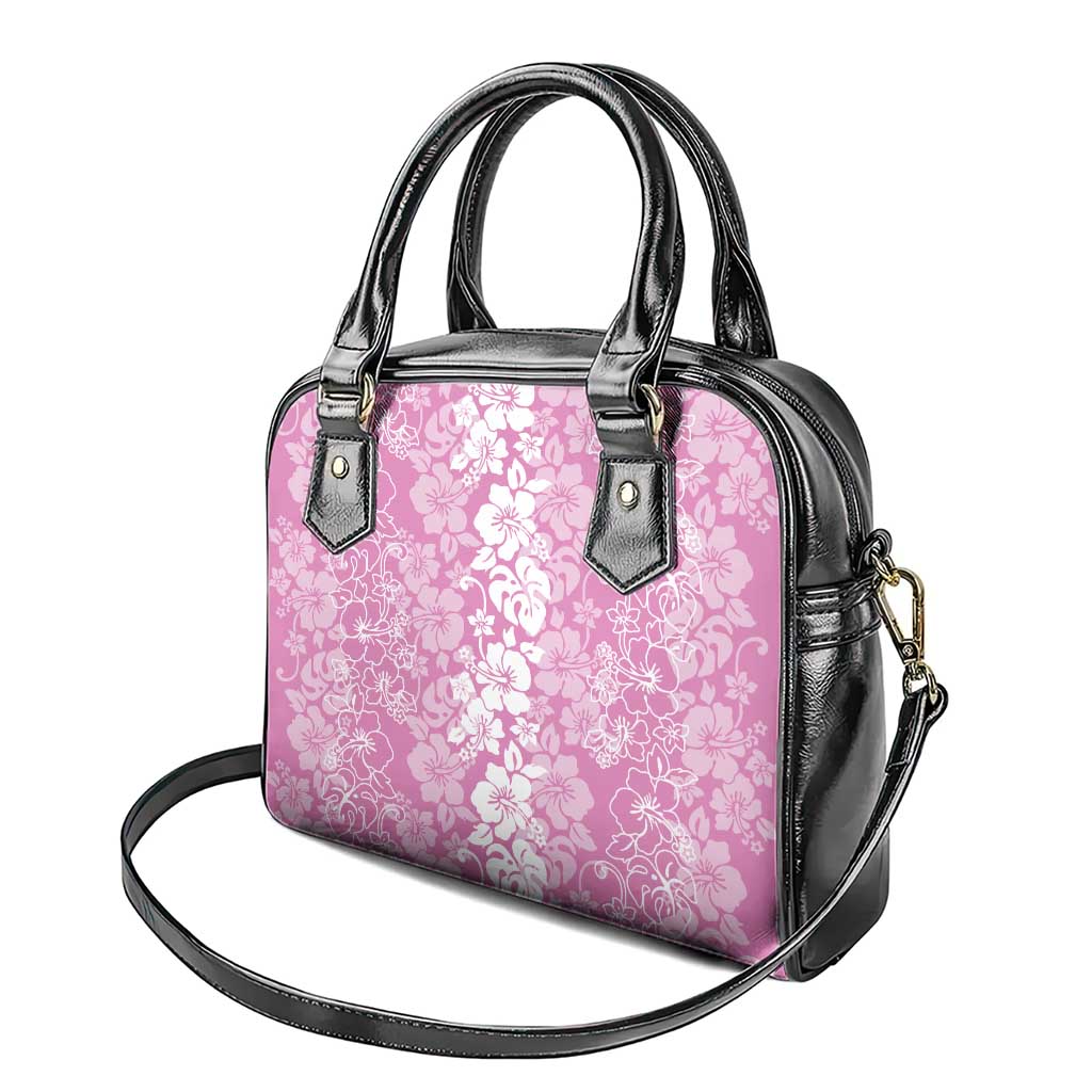 Hawaiian Lei Day Shoulder Handbag Pink Hibiscus Flowers Lei Art LT9 - Polynesian Pride