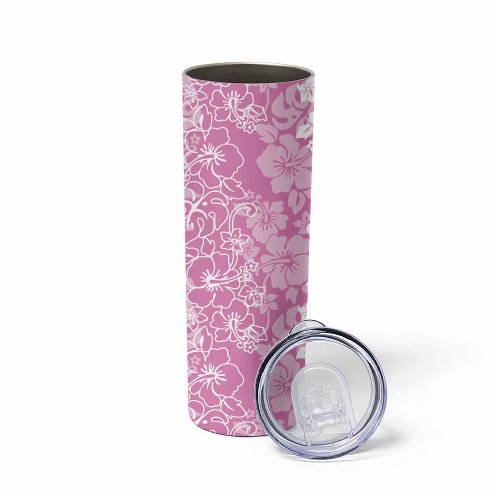 Hawaiian Lei Day Skinny Tumbler Pink Hibiscus Flowers Lei Art LT9 - Polynesian Pride