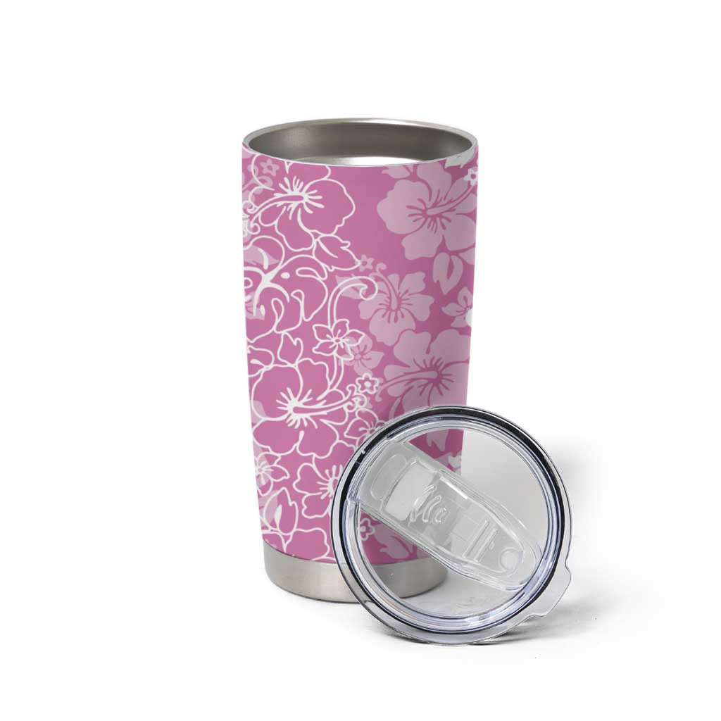 Hawaiian Lei Day Tumbler Cup Pink Hibiscus Flowers Lei Art