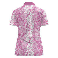 Hawaiian Lei Day Women Polo Shirt Pink Hibiscus Flowers Lei Art LT9 - Polynesian Pride