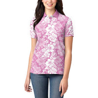 Hawaiian Lei Day Women Polo Shirt Pink Hibiscus Flowers Lei Art LT9 - Polynesian Pride