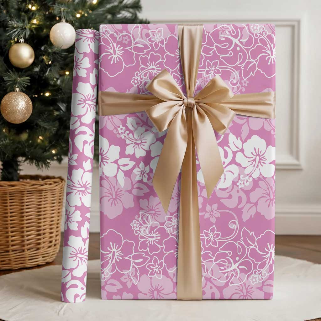 Hawaiian Lei Day Wrapping Paper Pink Hibiscus Flowers Lei Art - Polynesian Pride