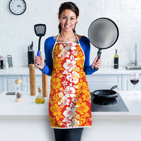 Hawaiian Lei Day Apron Red Hibiscus Flowers Lei Art - Polynesian Pride