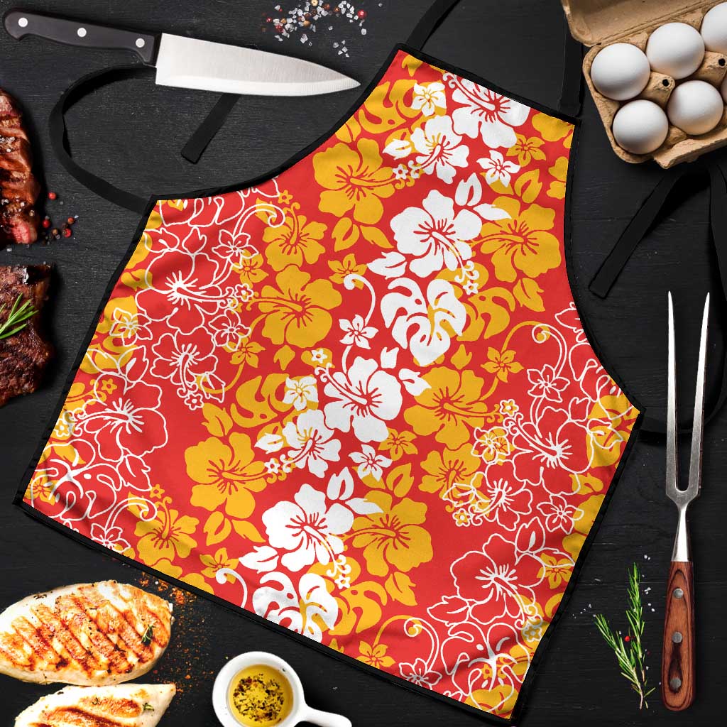 Hawaiian Lei Day Apron Red Hibiscus Flowers Lei Art - Polynesian Pride