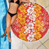 Hawaiian Lei Day Beach Blanket Red Hibiscus Flowers Lei Art LT9 - Polynesian Pride