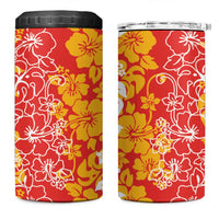 Hawaiian Lei Day 4 in 1 Can Cooler Tumbler Red Hibiscus Flowers Lei Art LT9 One Size: 16 oz Red - Polynesian Pride