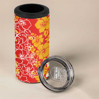 Hawaiian Lei Day 4 in 1 Can Cooler Tumbler Red Hibiscus Flowers Lei Art LT9 - Polynesian Pride