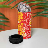 Hawaiian Lei Day 4 in 1 Can Cooler Tumbler Red Hibiscus Flowers Lei Art LT9 - Polynesian Pride