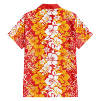Hawaiian Lei Day Family Matching Long Sleeve Bodycon Dress and Hawaiian Shirt Red Hibiscus Flowers Lei Art LT9 - Polynesian Pride