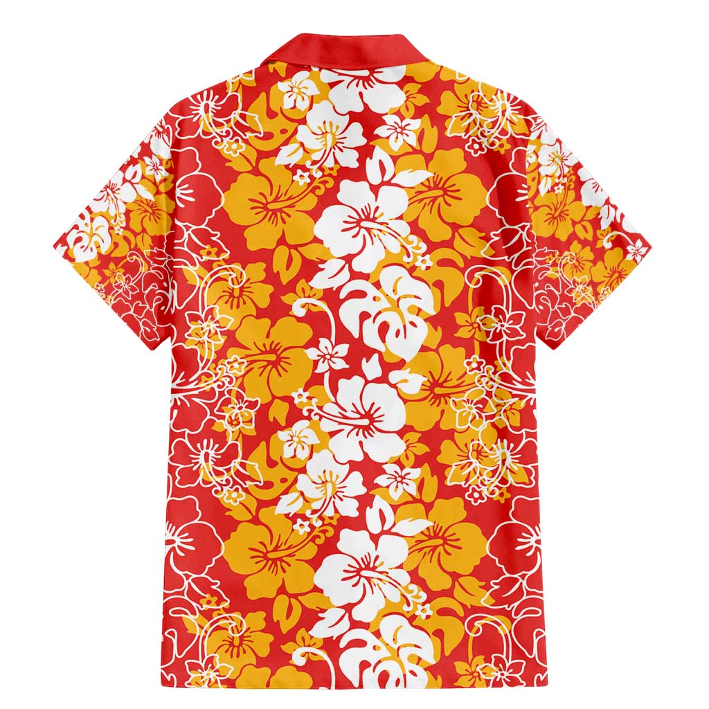 Hawaiian Lei Day Family Matching Mermaid Dress and Hawaiian Shirt Red Hibiscus Flowers Lei Art LT9 - Polynesian Pride