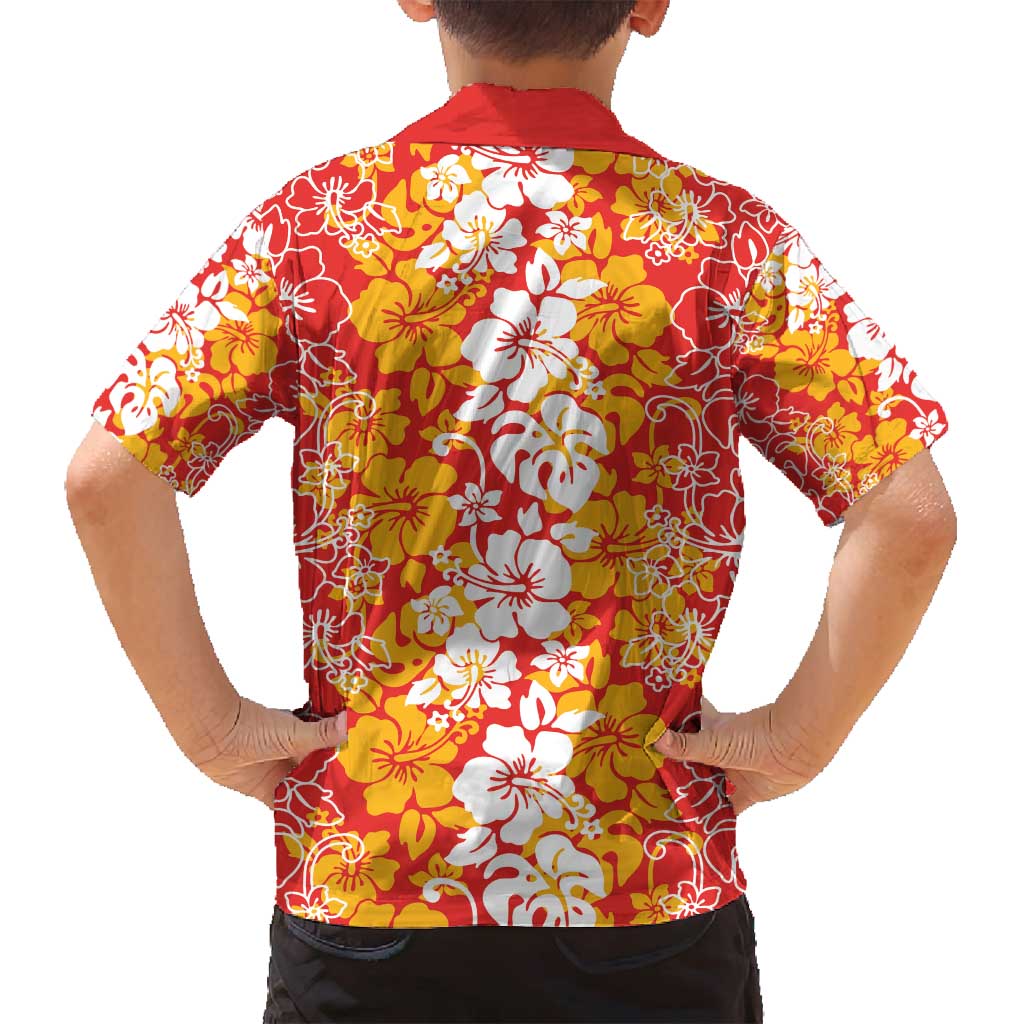 Hawaiian Lei Day Family Matching Off Shoulder Short Dress and Hawaiian Shirt Red Hibiscus Flowers Lei Art LT9 - Polynesian Pride