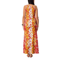 Hawaiian Lei Day Family Matching Tank Maxi Dress and Hawaiian Shirt Red Hibiscus Flowers Lei Art LT9 - Polynesian Pride