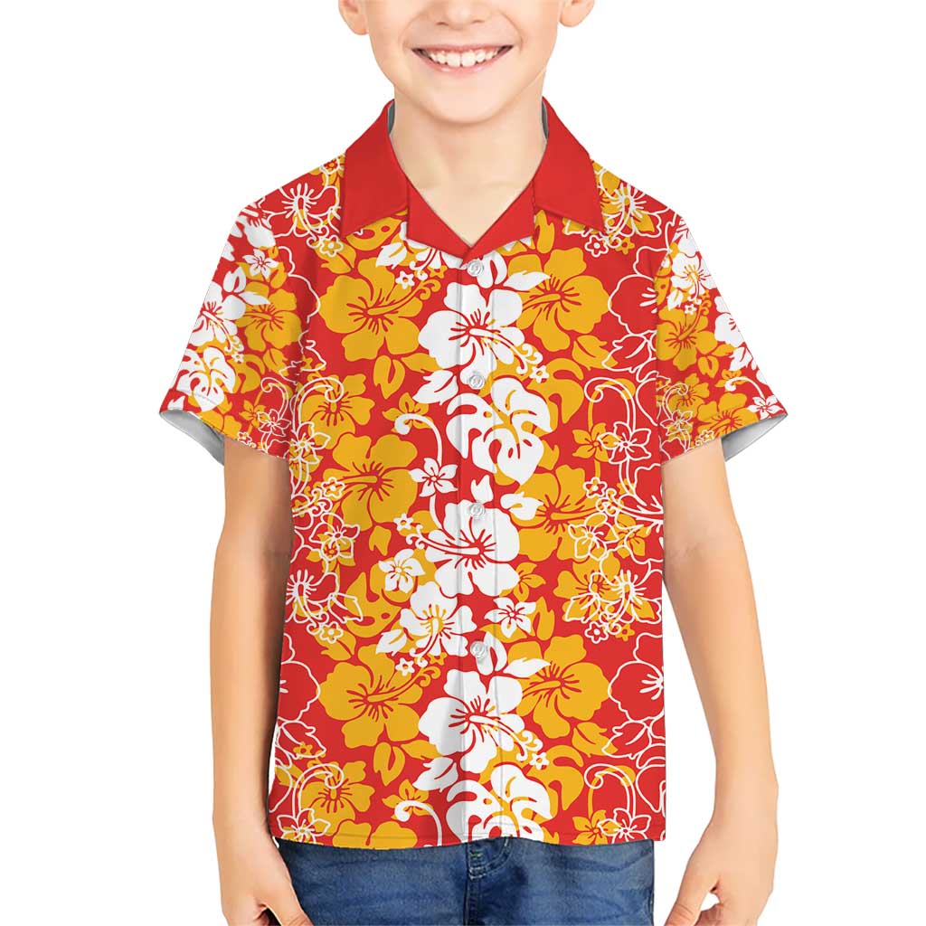 Hawaiian Lei Day Kid Hawaiian Shirt Red Hibiscus Flowers Lei Art LT9 Kid Red - Polynesian Pride