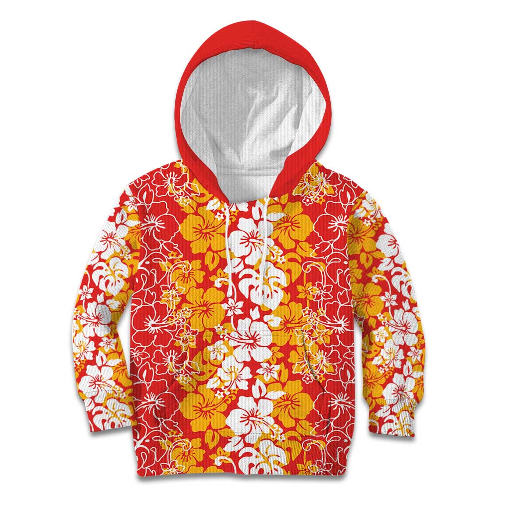 Hawaiian Lei Day Kid Hoodie Red Hibiscus Flowers Lei Art LT9 Hoodie Red - Polynesian Pride
