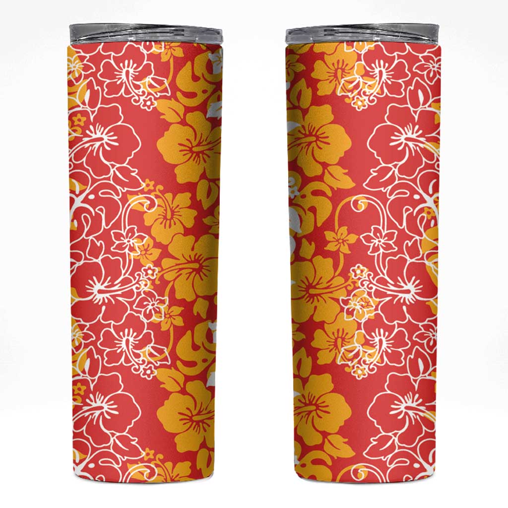 Hawaiian Lei Day Skinny Tumbler Red Hibiscus Flowers Lei Art LT9 Red - Polynesian Pride