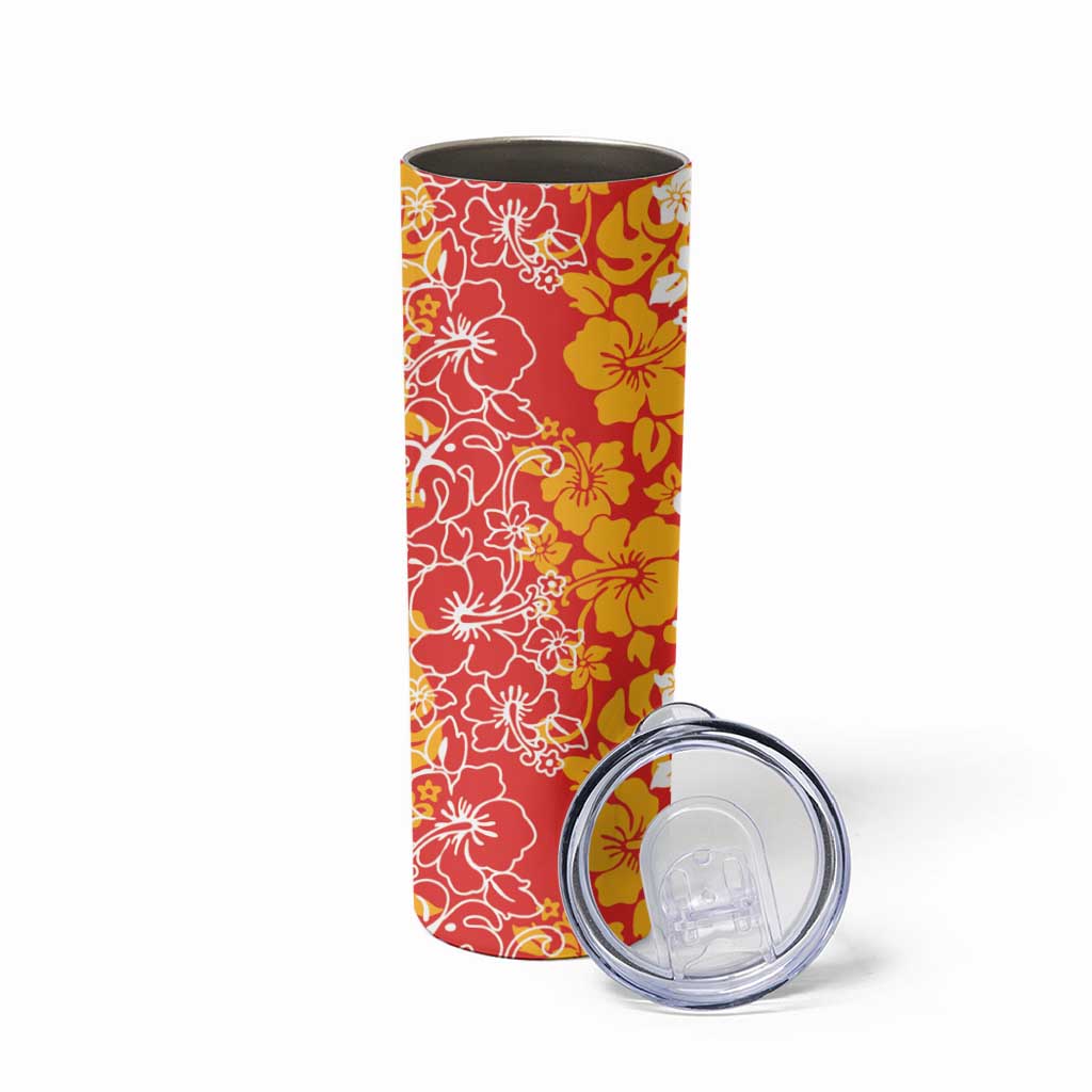 Hawaiian Lei Day Skinny Tumbler Red Hibiscus Flowers Lei Art LT9 - Polynesian Pride