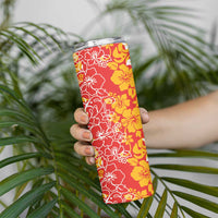 Hawaiian Lei Day Skinny Tumbler Red Hibiscus Flowers Lei Art LT9 - Polynesian Pride