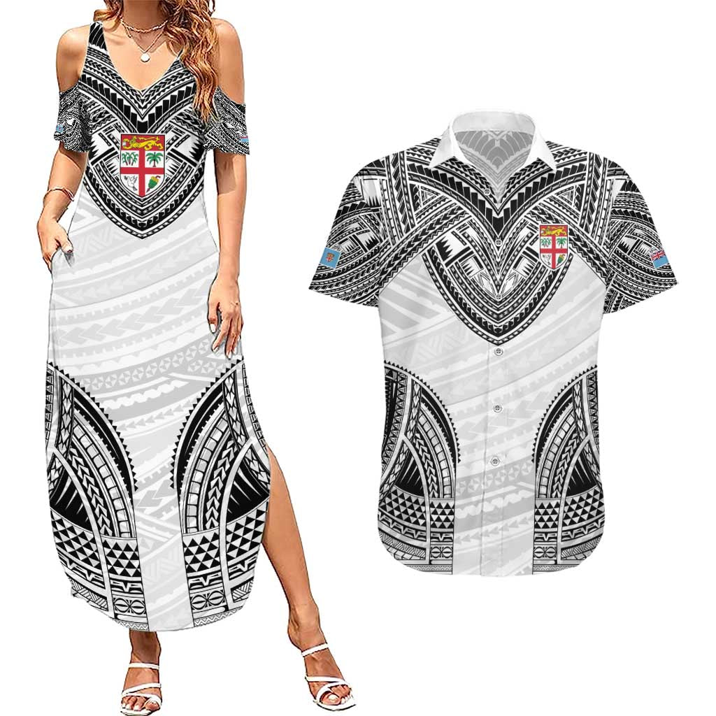 Flying Fijians Pacific Fiji Rugby Custom Couples Matching Summer Maxi Dress and Hawaiian Shirt Polynesian Pattern