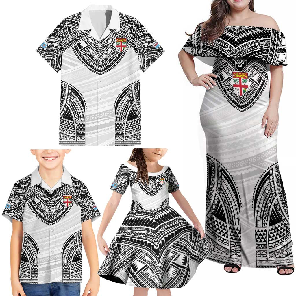 Flying Fijians Pacific Fiji Rugby Custom Family Matching Off Shoulder Maxi Dress and Hawaiian Shirt Polynesian Pattern LT9 - Polynesian Pride