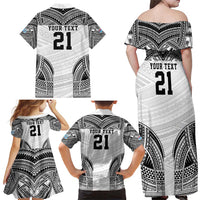 Flying Fijians Pacific Fiji Rugby Custom Family Matching Off Shoulder Maxi Dress and Hawaiian Shirt Polynesian Pattern LT9 - Polynesian Pride