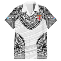 Flying Fijians Pacific Fiji Rugby Custom Family Matching Off Shoulder Short Dress and Hawaiian Shirt Polynesian Pattern LT9 Dad's Shirt - Short Sleeve White - Polynesian Pride