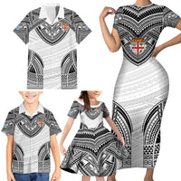 Flying Fijians Pacific Fiji Rugby Custom Family Matching Short Sleeve Bodycon Dress and Hawaiian Shirt Polynesian Pattern