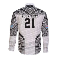 Flying Fijians Pacific Fiji Rugby Custom Long Sleeve Button Shirt Polynesian Pattern LT9 - Polynesian Pride