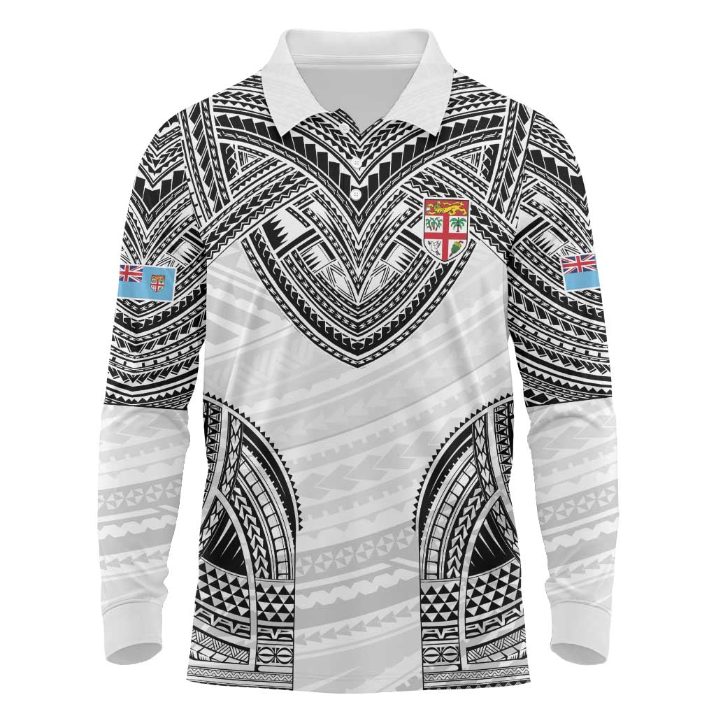 Flying Fijians Pacific Fiji Rugby Custom Long Sleeve Polo Shirt Polynesian Pattern