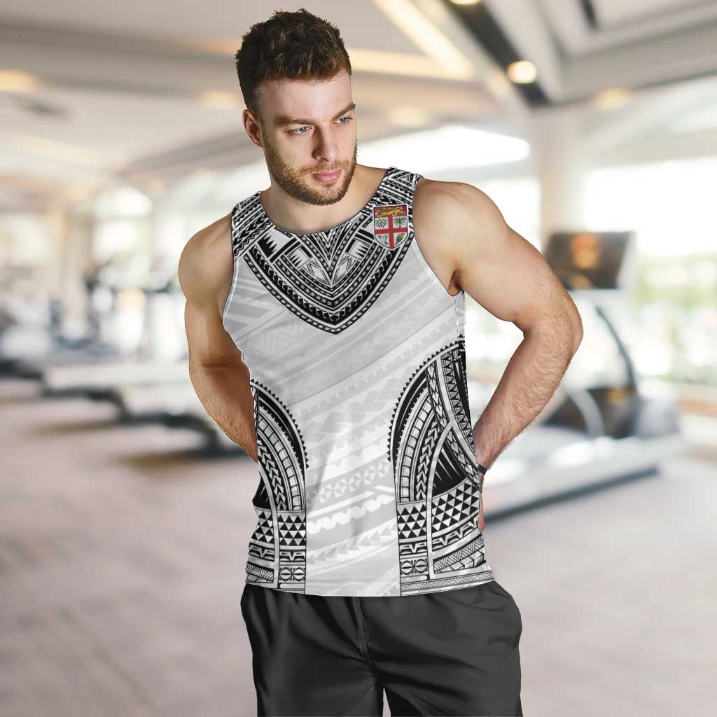 Flying Fijians Pacific Fiji Rugby Custom Men Tank Top Polynesian Pattern LT9 White - Polynesian Pride