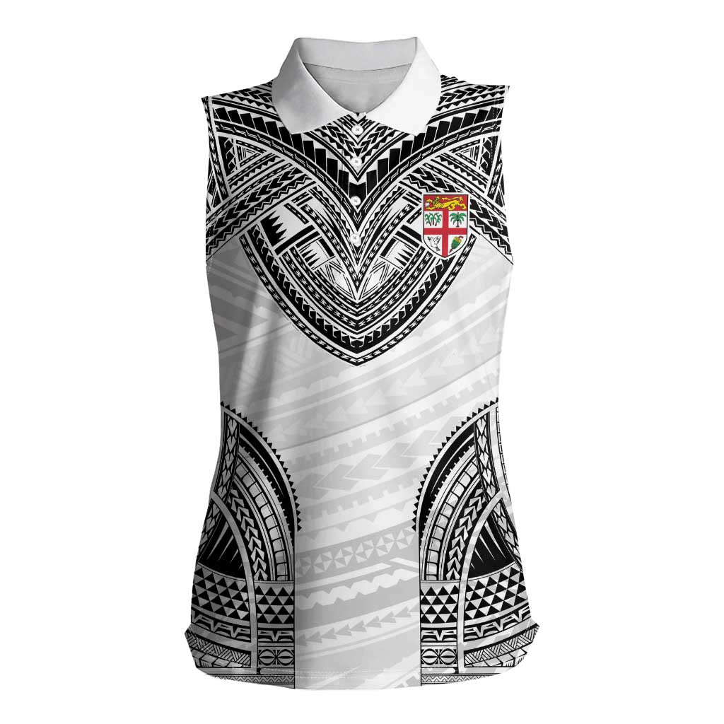Flying Fijians Pacific Fiji Rugby Custom Women Sleeveless Polo Shirt Polynesian Pattern