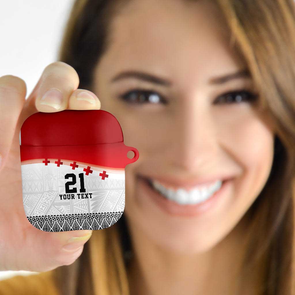 Ikale Tahi Pacific Tonga Rugby Custom AirPods Case Tongan Ngatu with Flag Pattern - Polynesian Pride