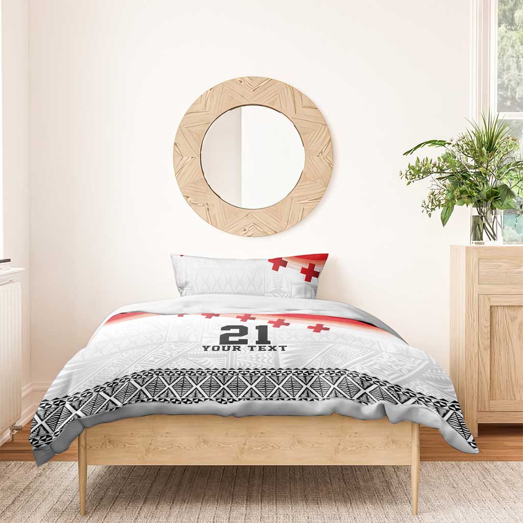 Ikale Tahi Pacific Tonga Rugby Custom Bedding Set Tongan Ngatu with Flag Pattern