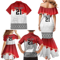 Ikale Tahi Pacific Tonga Rugby Custom Family Matching Mermaid Dress and Hawaiian Shirt Tongan Ngatu with Flag Pattern LT9 - Polynesian Pride